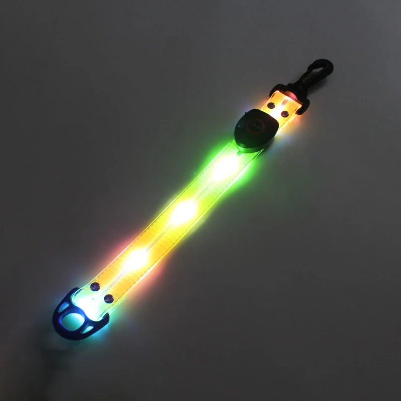 Waterproof safety backpack light glowing bag pendant tag reflective strips tag led light up band