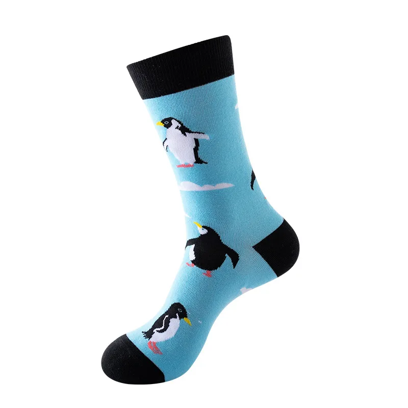 2023 New Design Happy Custom Animal Space Colorful Jacquard Sox Design Socks Funny Cotton Crew Winter Man Socks