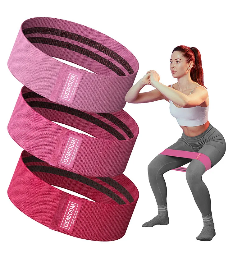 Fabric Resistance Band For Working Out Custom Logo Print 3 Cotton Fabric Hip Booty Bands Set Fitness Fabric Resistance Band