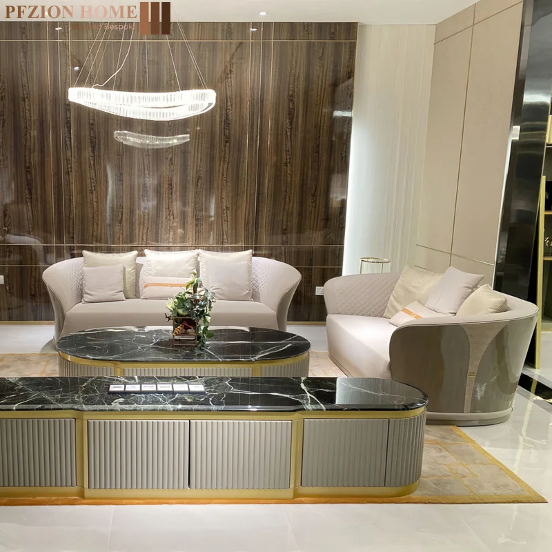 Italian high-end luxury modern designer fashion leather living room furniture set modern sofa set