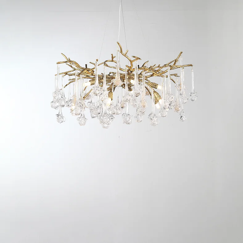 Crystal Drops Tree Branch Living Room Restaurant Luxury Hotel Villa Crystal Chandelier