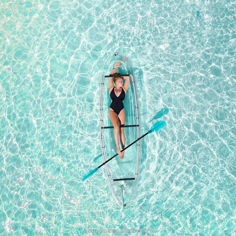 Professional Manufacturer Single Tandem Clear Bottom Transparent Kayak with Paddles for Sale