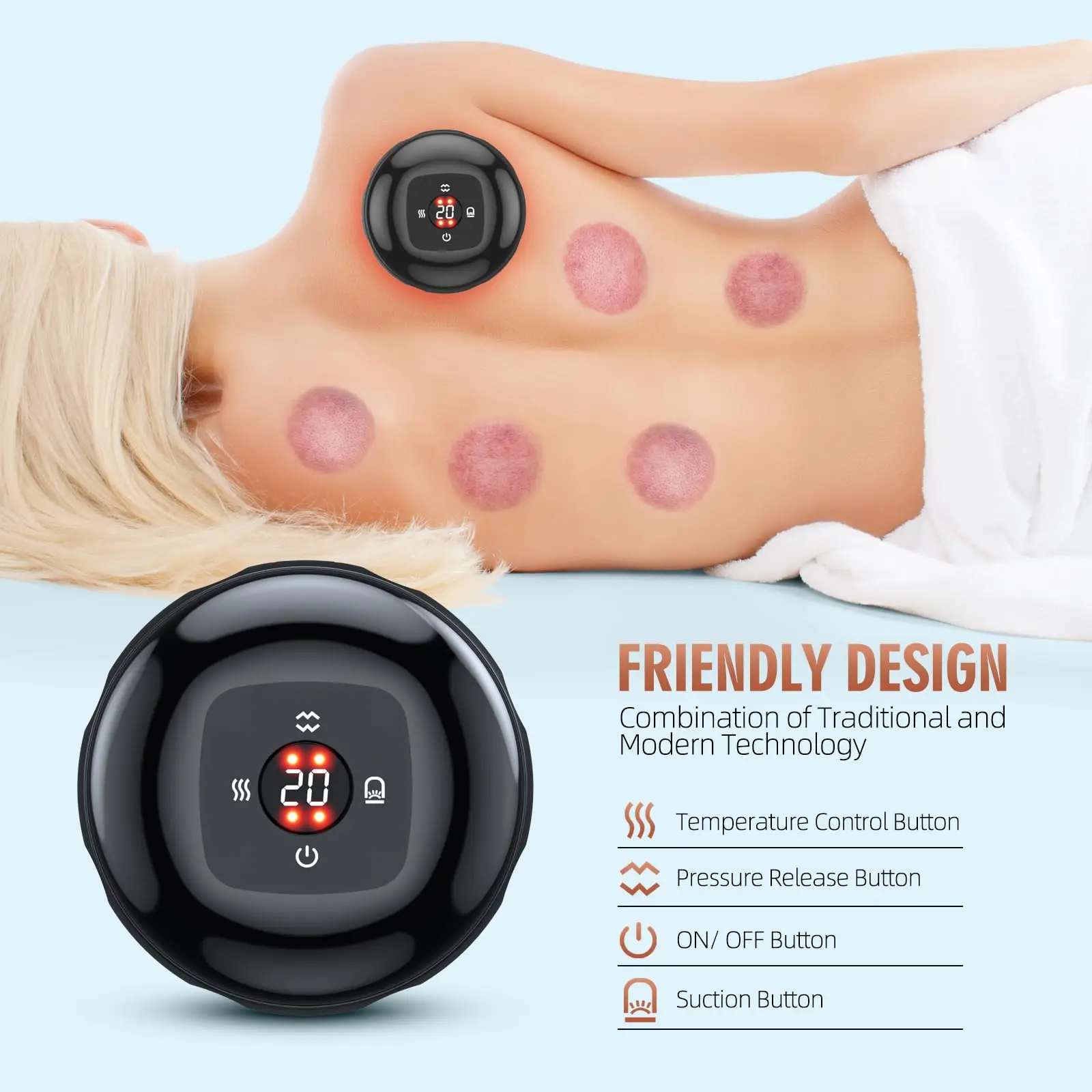 4 in 1 Professional 12-Speed Cupping Therapy Portable Electric Cupping Therapy Massager Set for Pain Relief