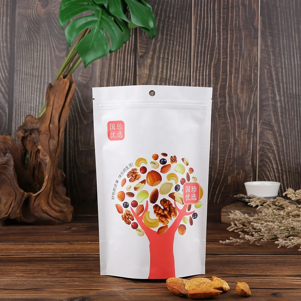 Китайский поставщик, индивидуальный принт, пищевой класс, матовая коричневая крафт-бумага, пластиковый пакет, стоячий замок, пакеты для упаковки чая