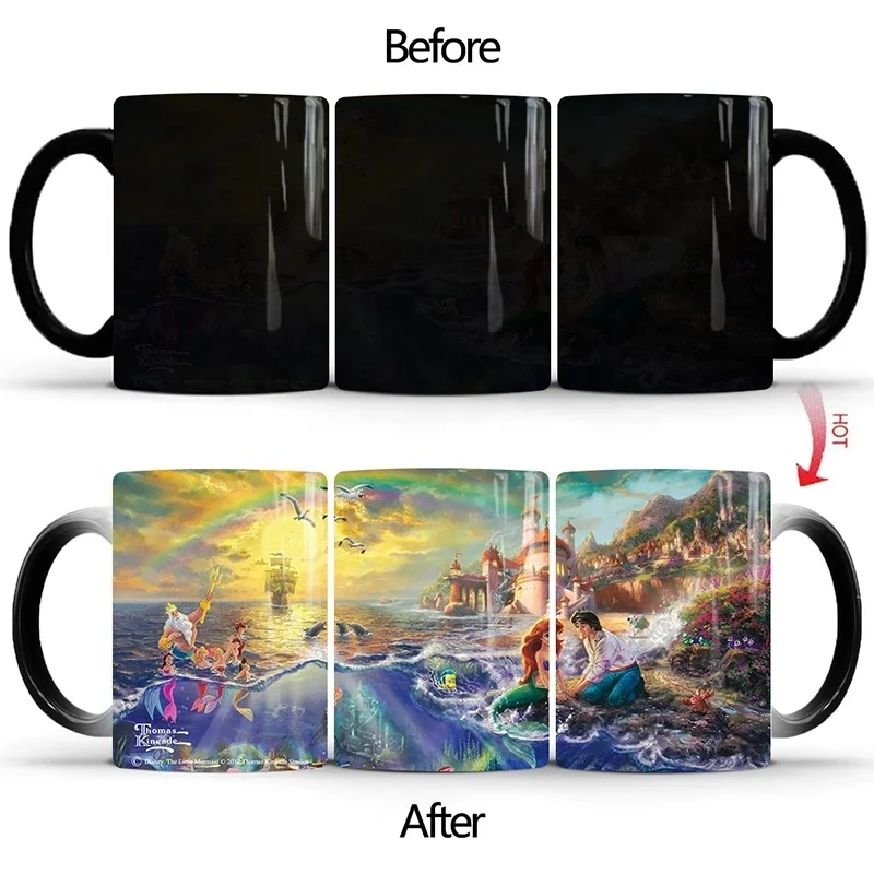 Best Gift for Children New 350ml Cartoon Heat Sensitive Changing Color Ceramic Milk Coffee Mug Drink Hot Water Cup
