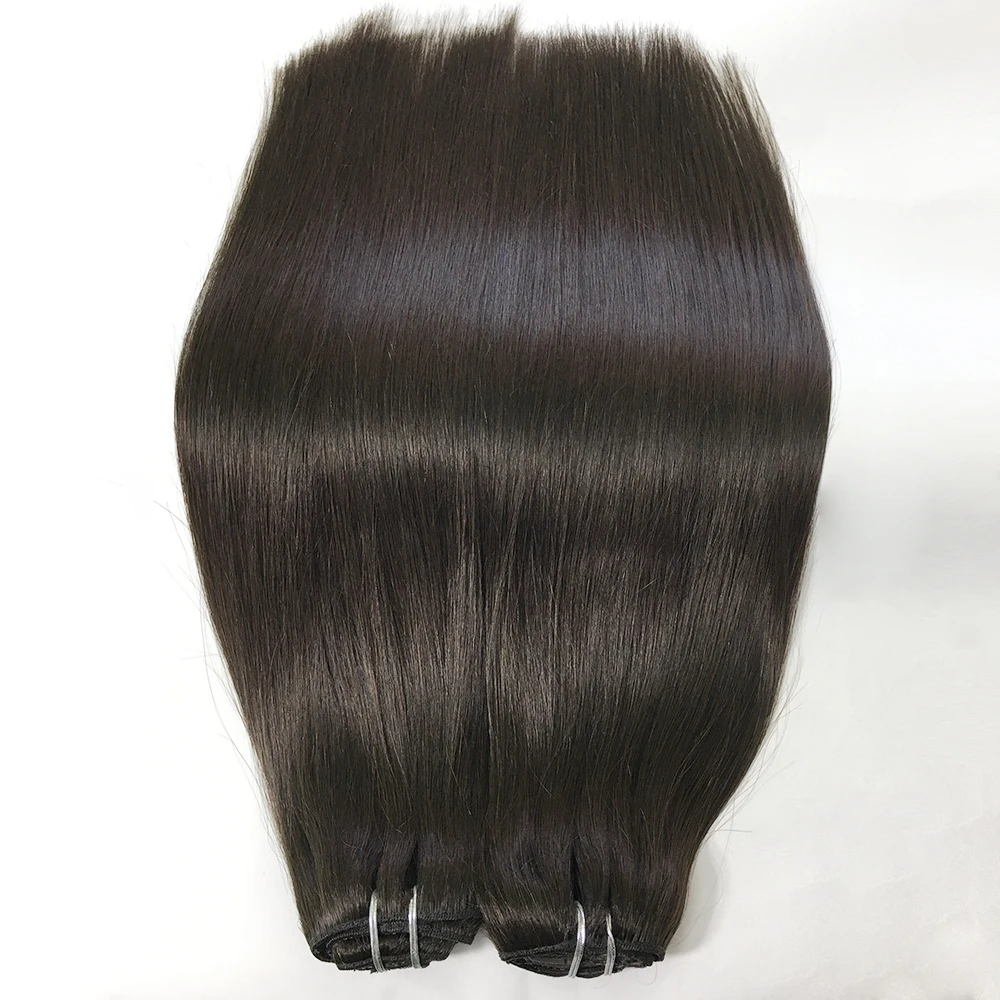 Pure and Unprocessed Human Hair Weft Extensions Instant Length and Volume Clip-in Hair Extensions Machine Double Weft straight