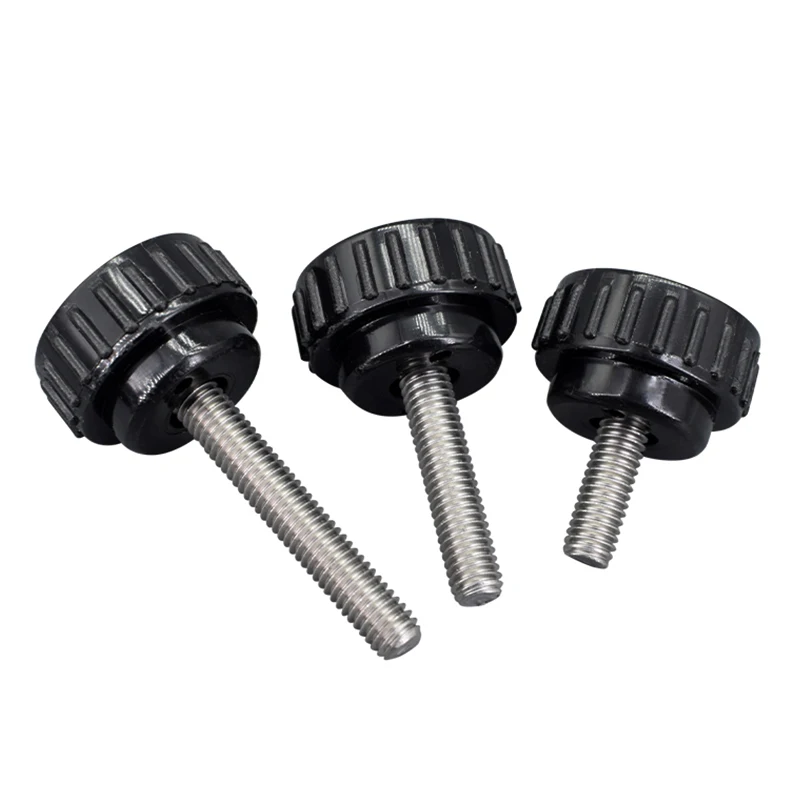Round Head Handle Hand Screw M5  Round Knurled Rubber Thumb Screw Plastic Tighten Bolt Nuts Knob 304 Stainless Steel