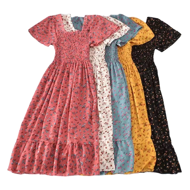 J&Y FASHION Floral Print Elastic muslim prom bangkok cheap casual women classy OEM  lolita dresses Casual Dresses long dress