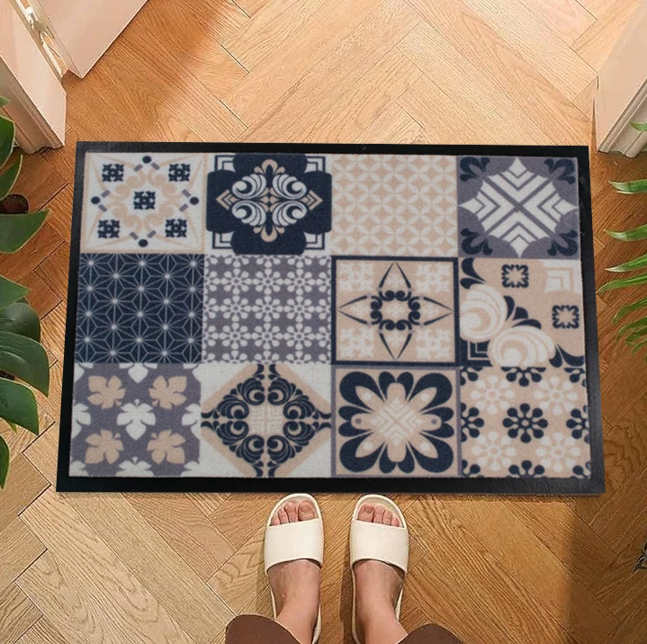 Indoor/Outdoor Entrance Floor Mat with Non-Slip Rubber Backing, Fabric Border, Stain Resistant and Quick Drying