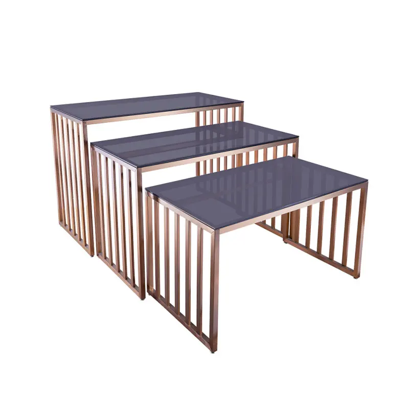 Stainless steel buffet equipment modern tempered glass top banquet wedding restaurant hotel mirror buffet table