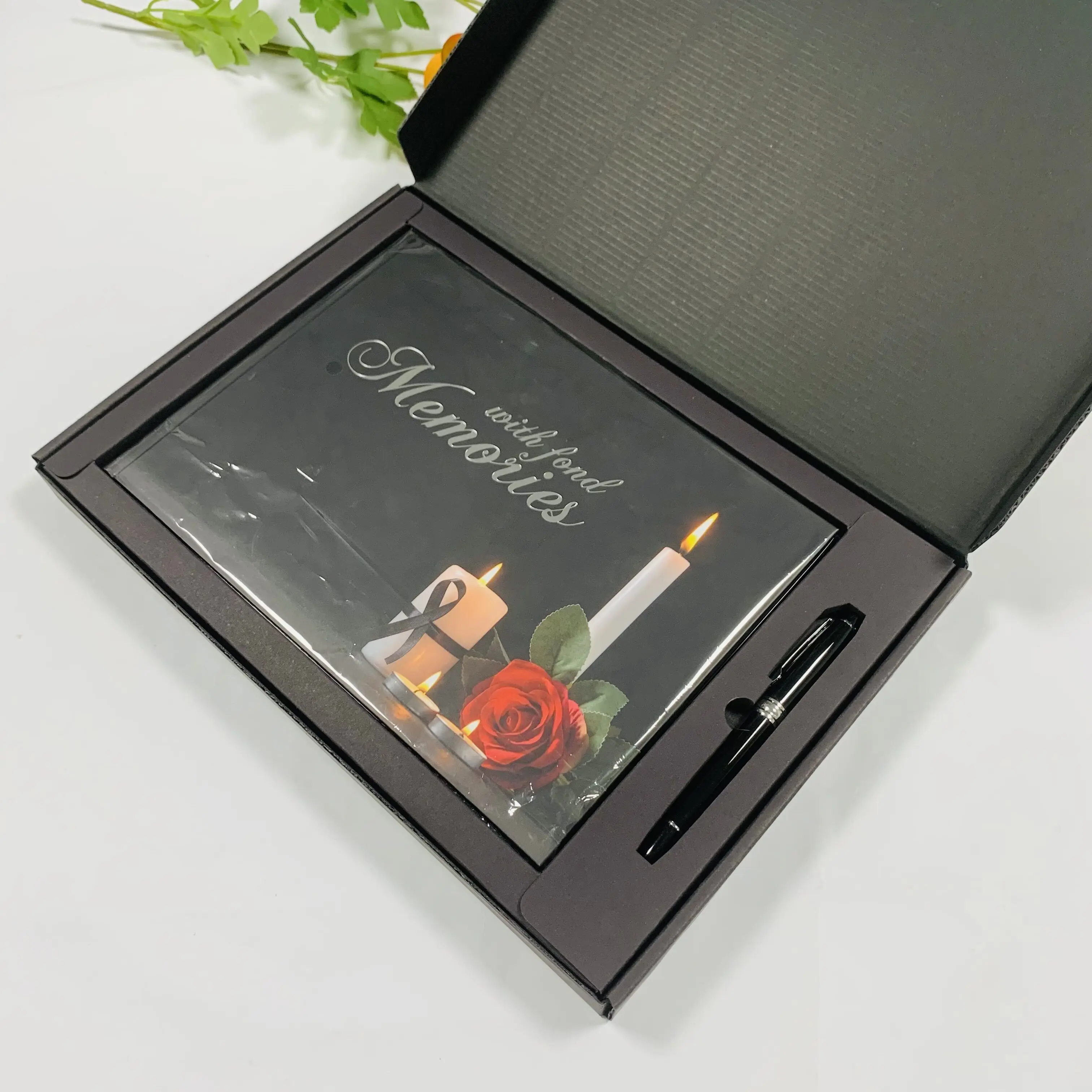 SM-ZL007 high quality funeral register book set for memory, funeral guest book for condolence