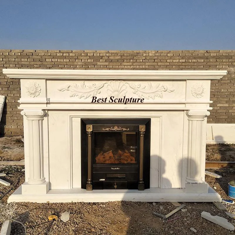 Индивидуальные дешевые современный стиль Бежевый Мраморный Камин