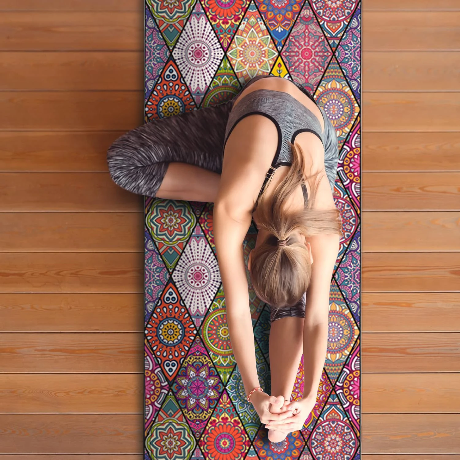 Custom Sublimation Printed Non Slip Microfiber boho reusable Yoga Towel