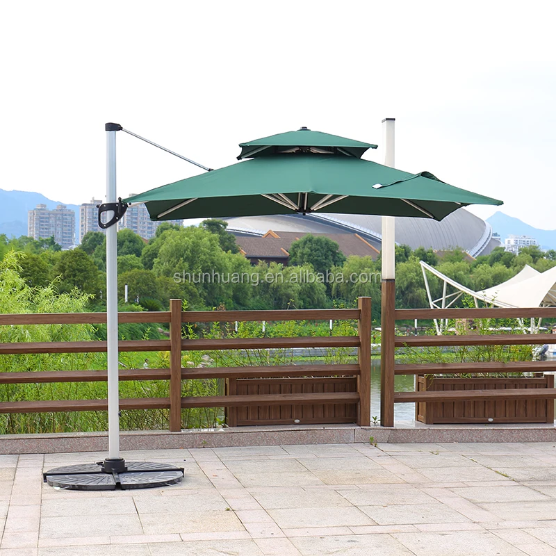 Ветрозащитный открытый пляжный зонт квадратный двойной Римский Зонт с мраморной основой