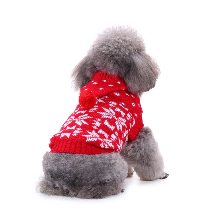 Vintage  Knit Christmas Warm Soft Winter Pet Dog Sweater  Red sweater Dog Clothes Pet Accessories
