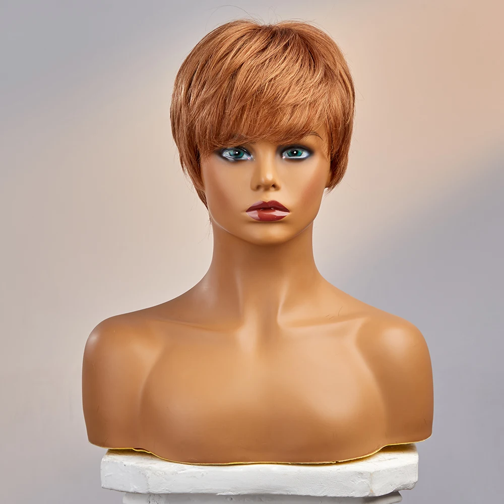 BVR Wigs short for white women polyol cyclopentane  human  hair orange color Without Lace synthetic blend wigs