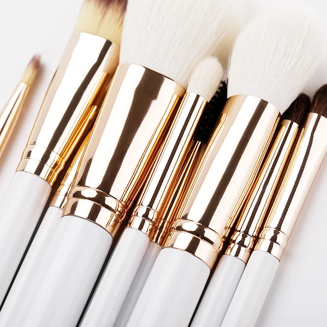 Superior-quality Natural Hair Makeup Brushes 10 Pcs White Silver Makeup Brushes with Makeup Bag