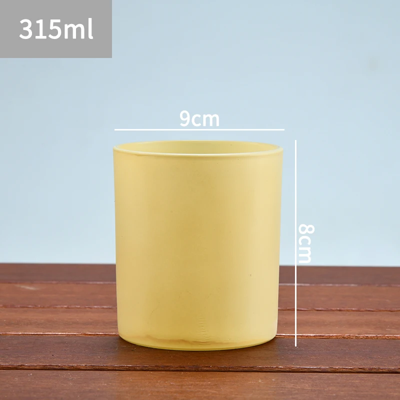 10oz 315ml yellow glass jars glass cup for scent candle with wooden lid