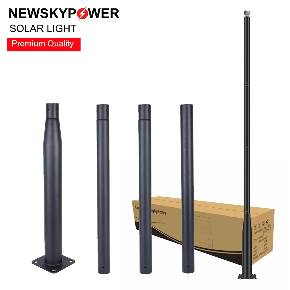 Street Light Pole 4M 5M 6M Straight 76MM Top End Split Type Galvanized Steel Solar Street Light Pole
