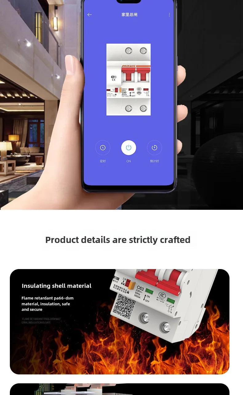 OEM WiFi Wireless TUYA Smart 1P 16A 20A 25A 32A 40A 63A 80A 100A 125A MCB Smart Miniature Circuit Breaker for Home