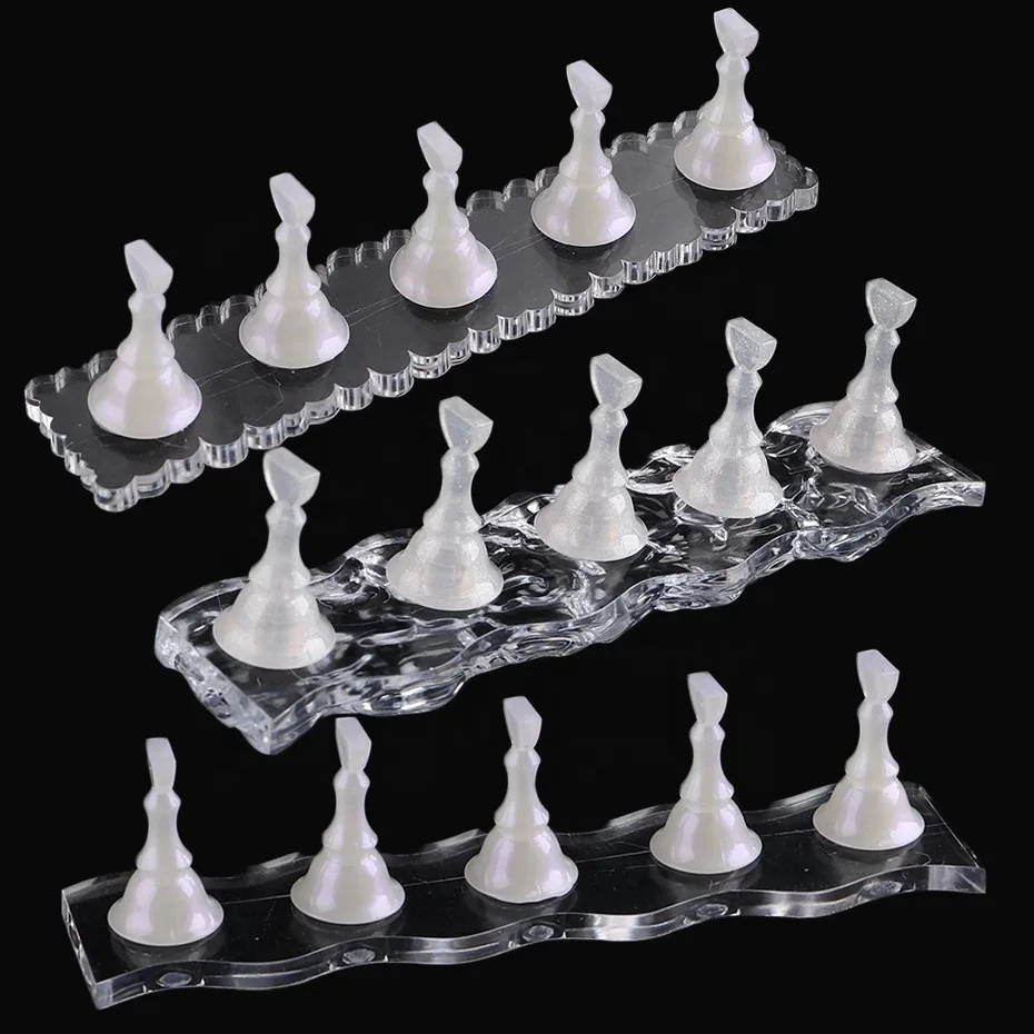 1pcs Magnetic Nail Holder + 5pcs Practice Display Stand for Manicure Press on Nails Training Gel Polish Nail Tips Display