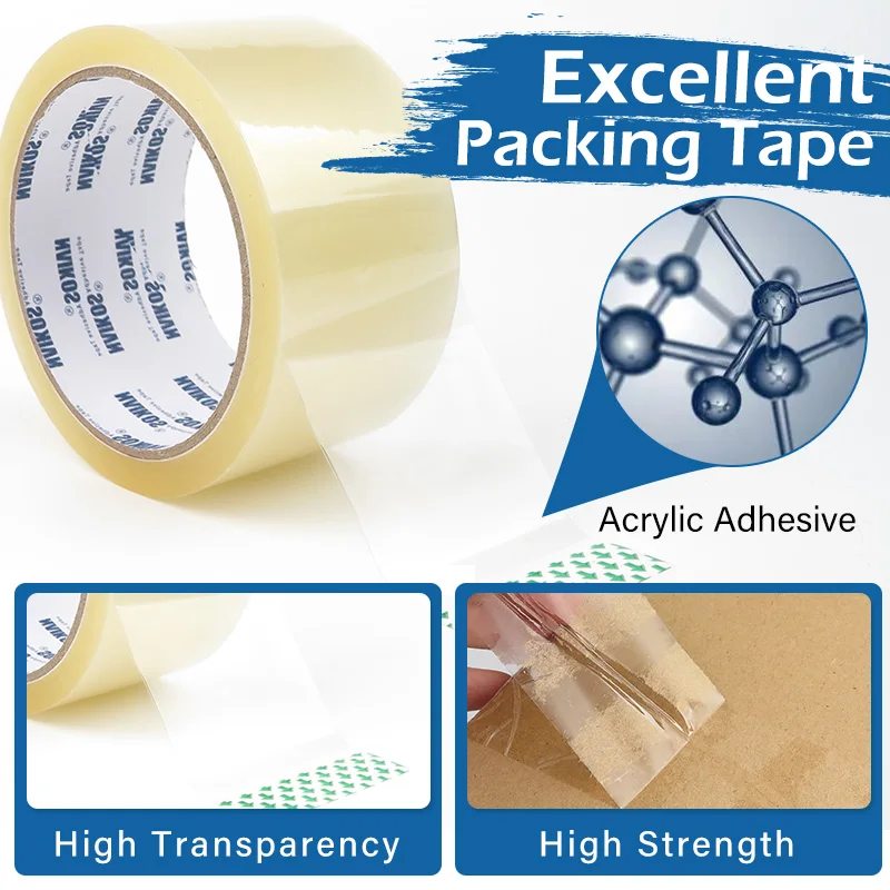 BOPP Packing Tape Clear Color Packaging BOPP Transparent Shipping Adhesive Tape Custom