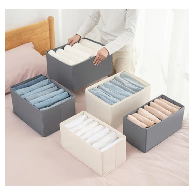 Hot Seller Washable Jeans Organizer Foldable Storage Box 6 Grids Oxford Wardrobe Clothes Folding Organizer For Closet