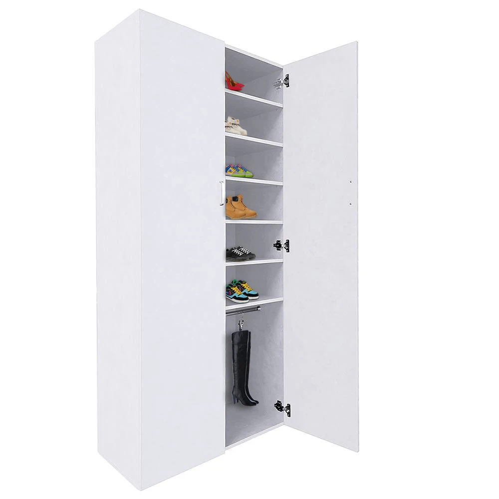 2020 Современный качественный Высокий водонепроницаемый белый дисплей Штабелируемый магазин 7 слоев деревянный шкаф для обуви