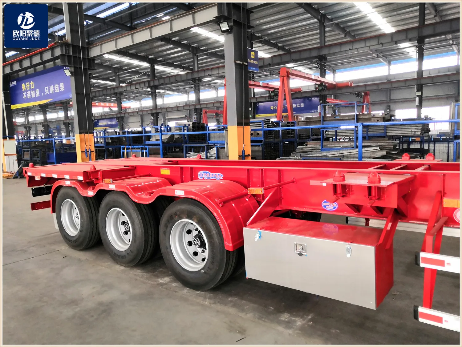 OYJD Trailers newest  2axles 40ft flatbed trailer skeleton chassis use 40ft containers with 12sets twist locks transport on sale
