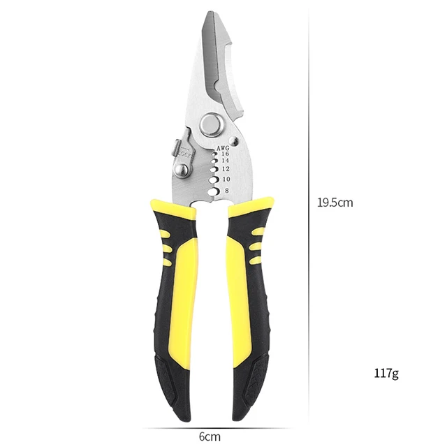 Factory wholesale pliers Yellow and orange 7-inch multifunctional electrical wire strippers