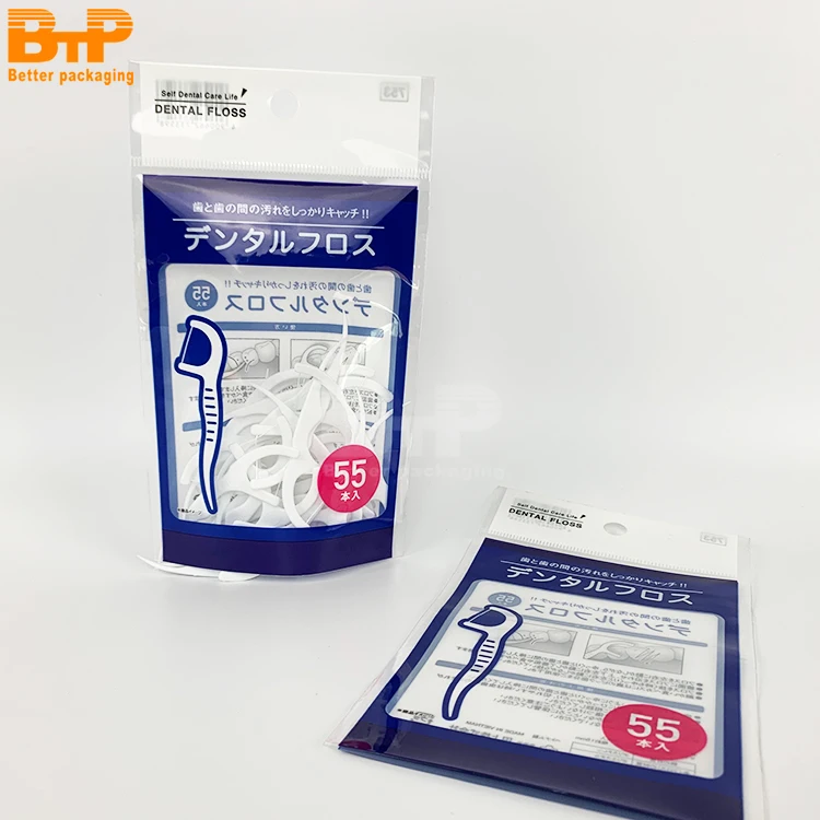 Таможня напечатала жару-загерметизируйте мешок пластичный упаковывать мешки для зубочистка с нитью упаковка 3-стороннее освещение герметичные саше отверстием подвешивания