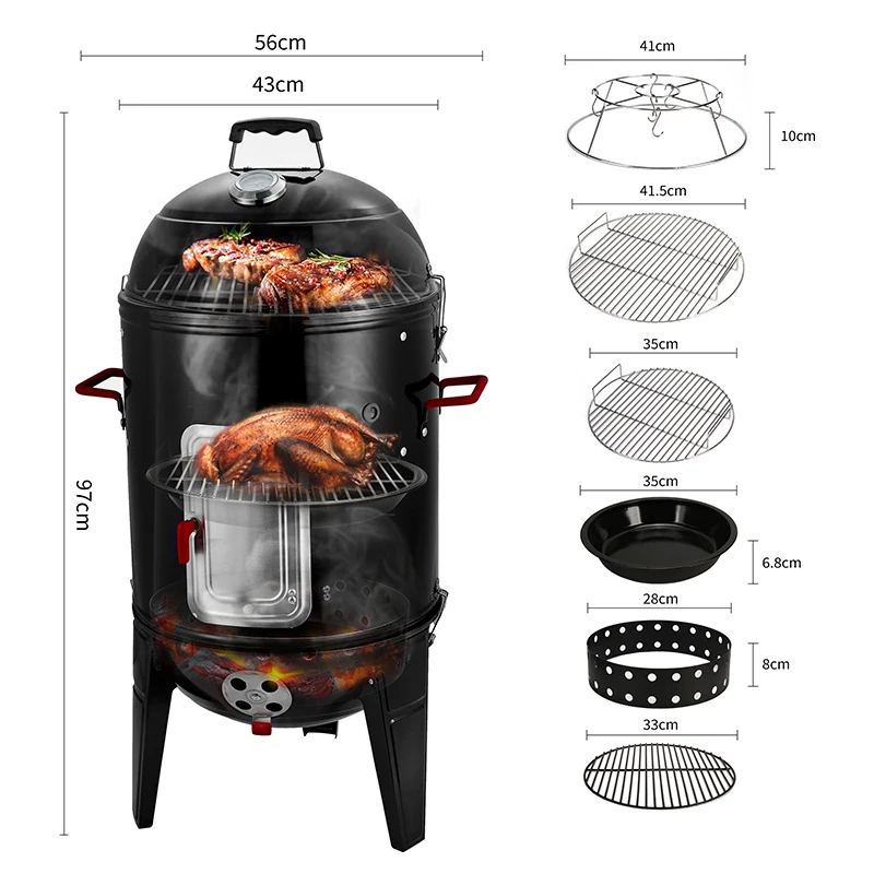 New year 2024 new items Vertical commercial grill smoker carbon steel Barbecue grill outdoor smoker bbq