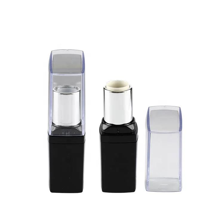 
Custom lipstick tube packaging design plastic slim high quality square lipstick tube black 