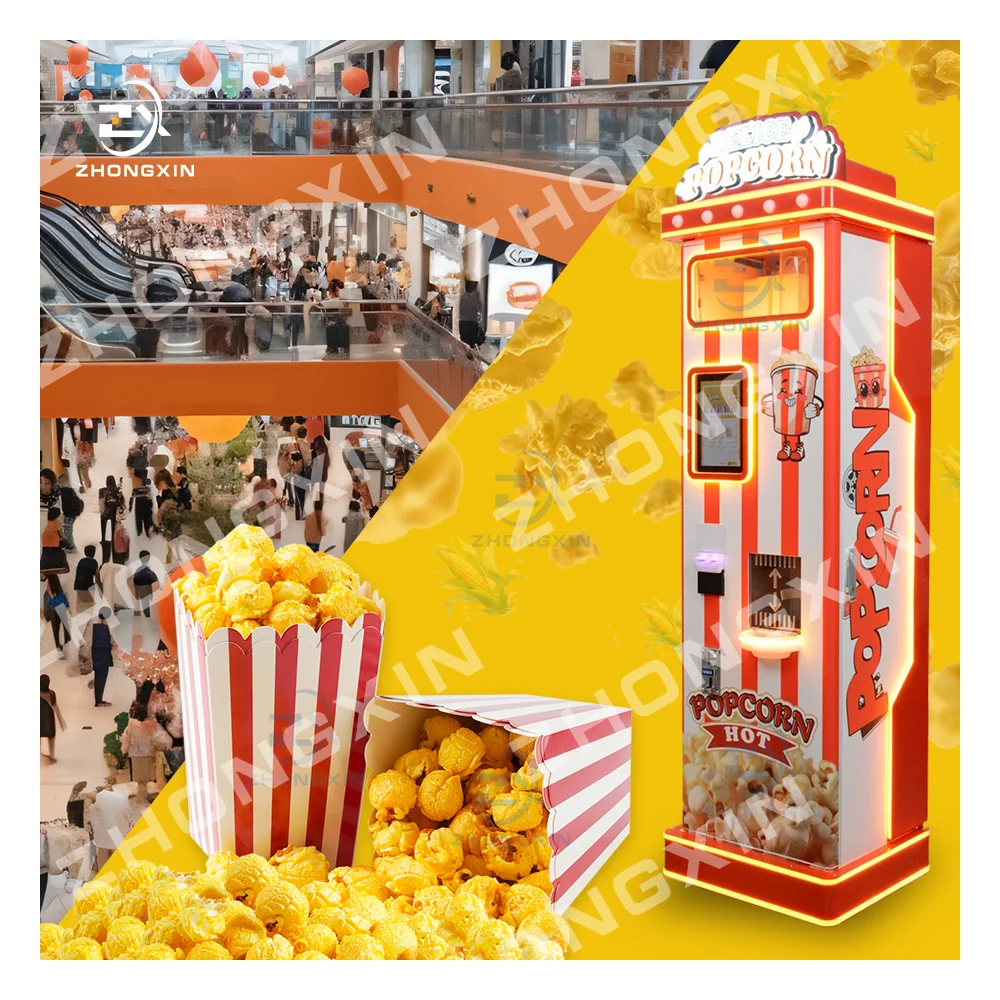 Coin Operated Attractive Kids Dessert Popcorn Automatic Machine Large Capacity