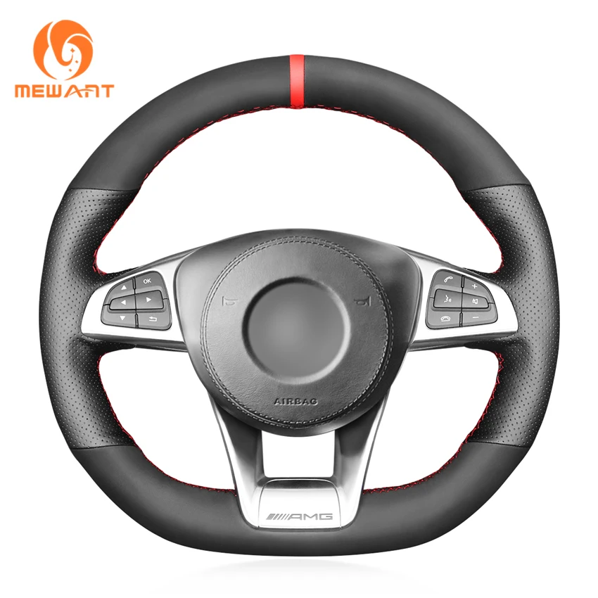 MEWANT For Mercedes AMG GT C63 C63S  CLA45 CLS E43 E63S GLC63 GLE63 S3 SLC43 Leather And Suede Hand Sewing Steering Wheel Cover