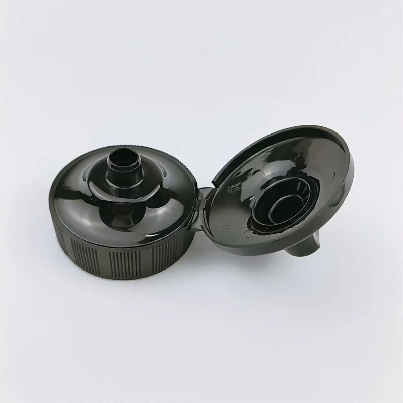 38-400 Black Plastic Flip Top Cap For Squeeze Sauce Bottle Cap With Silicone Valve
