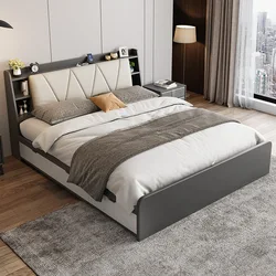 High Quality Bed Room Furniture Bedroom Double Size Storage Wooden Mattress Bed with Drawers