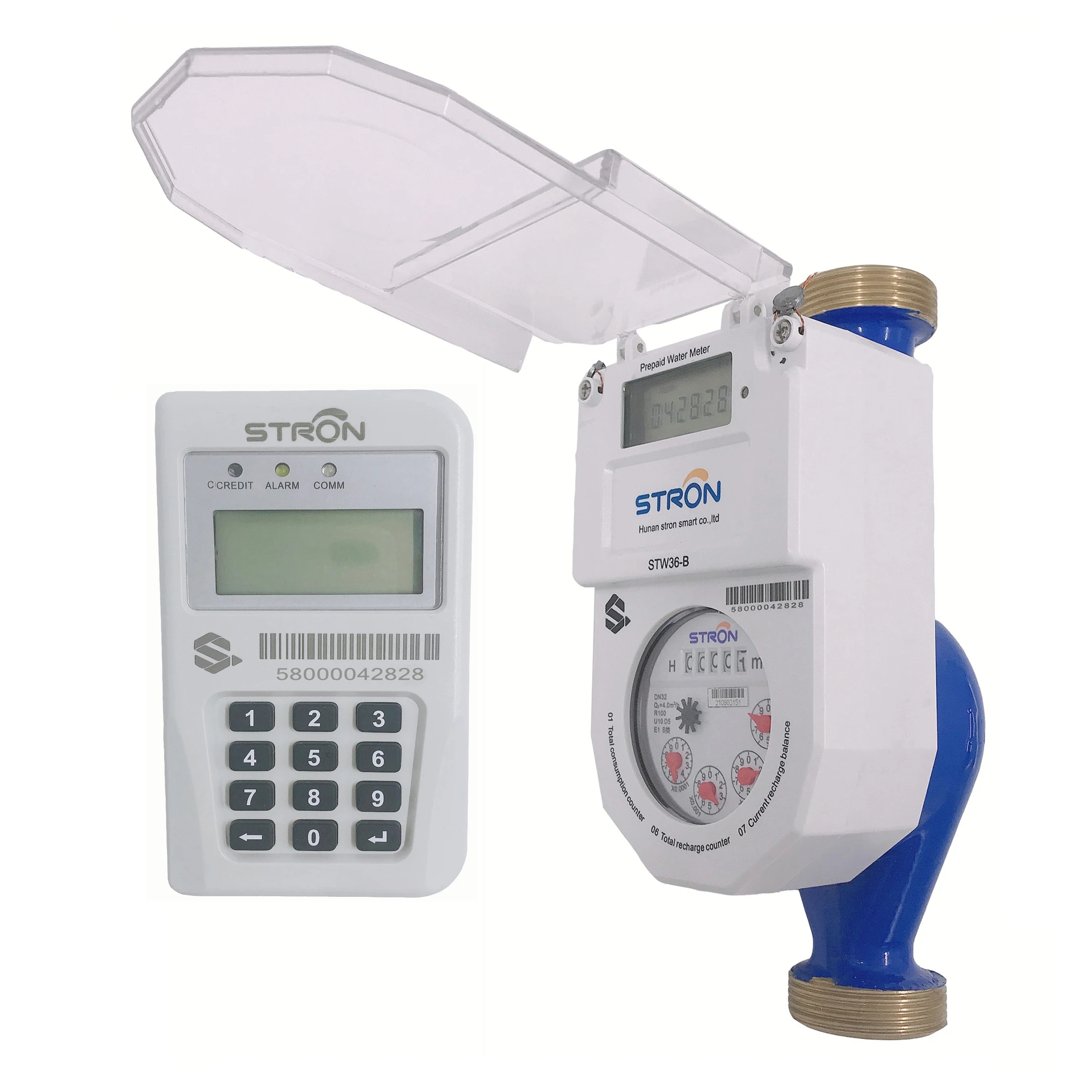 PAYG Big Sized Prepaid DN32 STS Token Type Multi-jet IP68 Water Meter with RF Split Keypad CIU and Billing System