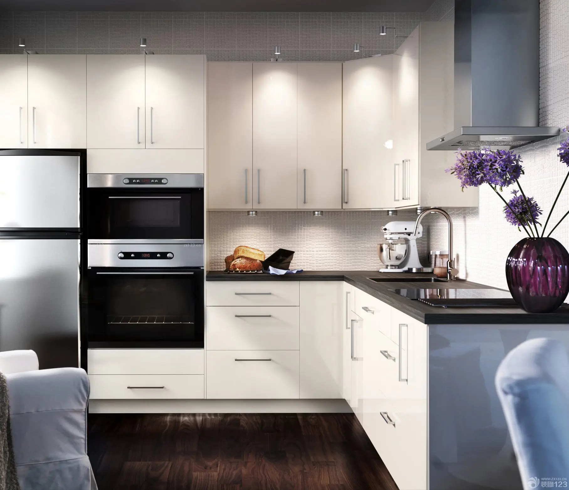 made in China modorn design Soft Close Ceramics&Wooden/aluminum L Shape Kitchen Cabinet