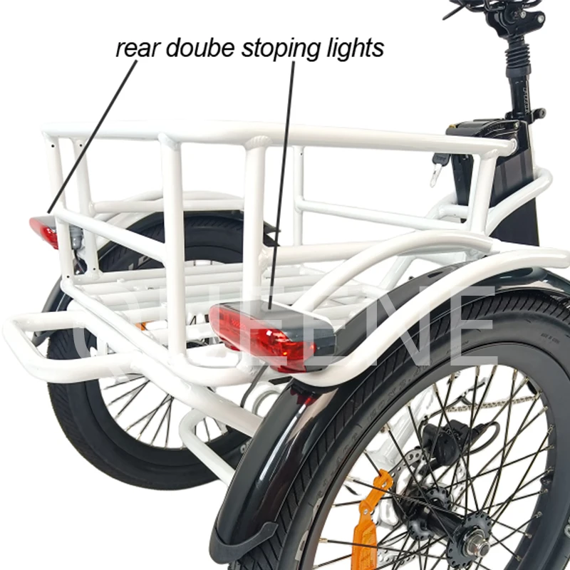 New Style Long Range Front Drive 48V 500W Battery Powered Electric Pedal Tricycle Electric 20inch Cargo Bike