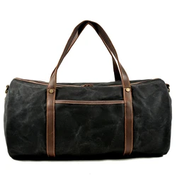 Waterproof Waxed Canvas Wholesale Spend The Night Bags Sports Canvas Duffel Travel bag for Men