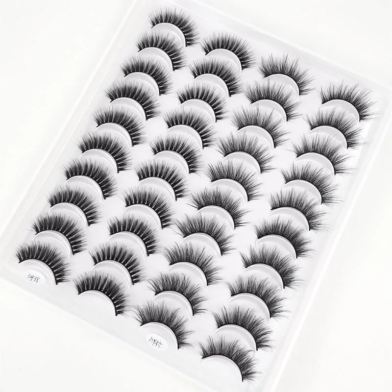 20 Pairs 3d Soft Mink False Eyelashes Handmade Wispy Fluffy Long Lashes Natural Faux Mink Lash Trays Qingdao Eyelash