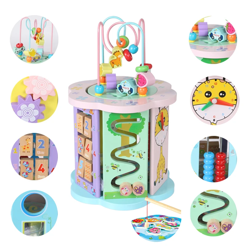 Wholesale Wooden Abacus Maze Beads Toys Traditional Educational Kids Toys Customized Multifunctional 5 in 1 18 Sets