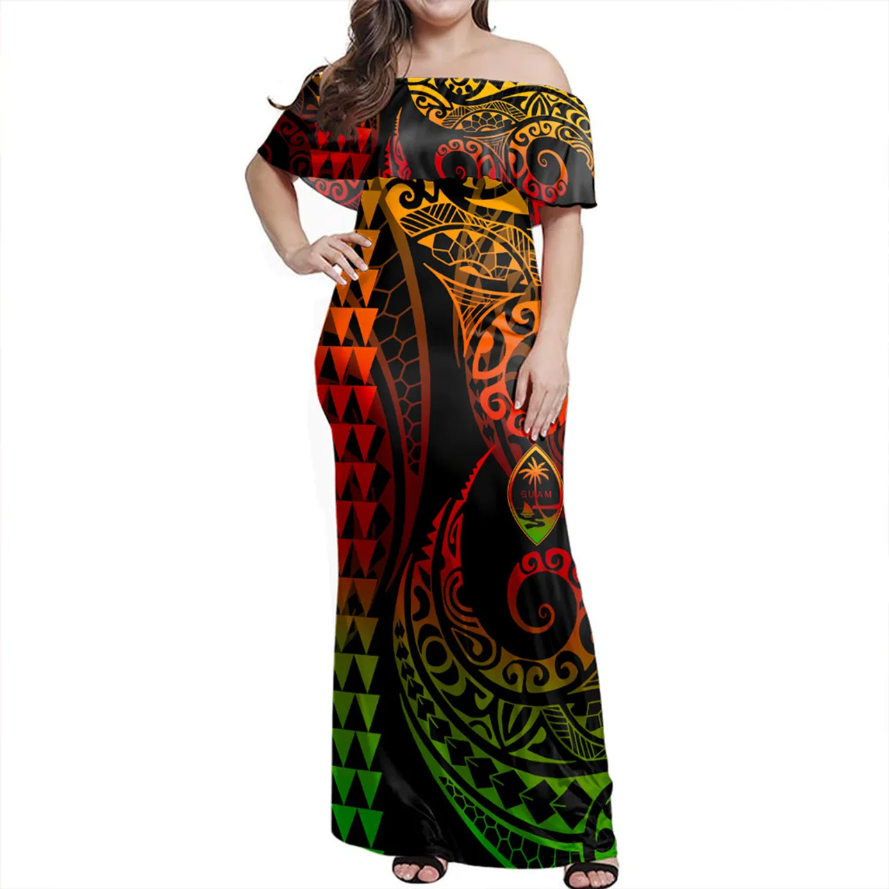 Guam Kakau Style Reggae Beach Wear Women Dresses Sexy Female Fashion Dresses Summer Night Floor Length Dresses POD Dropshipping