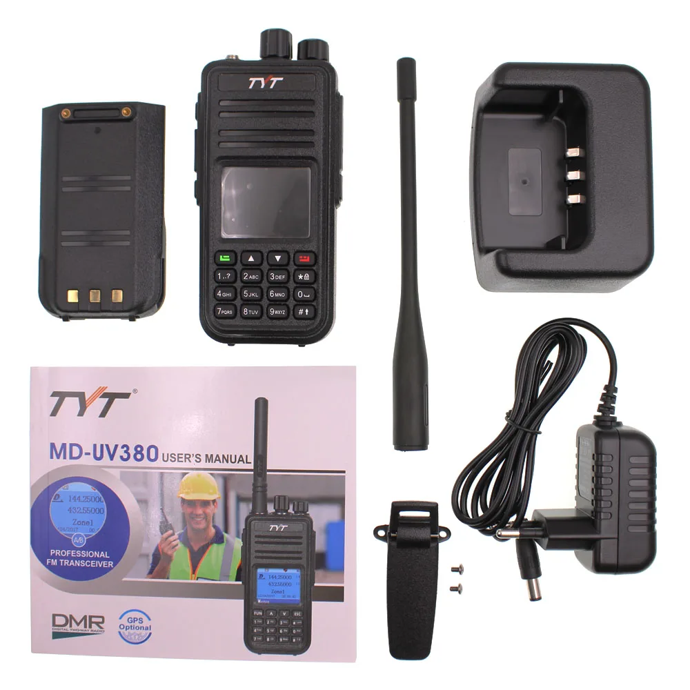  Китайская двухсторонняя цифровая рация walkie talkie TYT MD-UV380 DMR TIER II с двойным временным слотом одобренная CE
