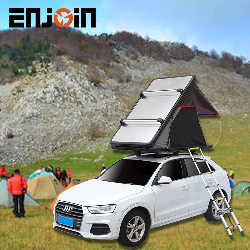 ENJOIN New Design Aluminum Cover Triangle Roof Tent Hard Shell Camping Car Rooftop Tent Simple And Convenient Operation