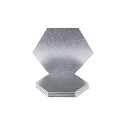 Silver hexagon shape wood cake drum for wedding