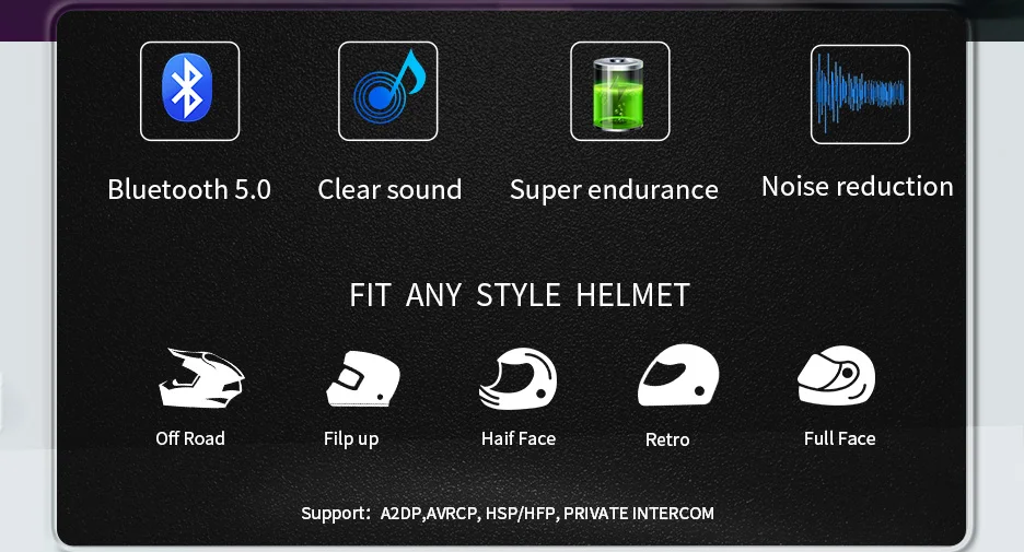 2-Way Full-Duplex Moto Bluetooth Intercom 1000m BT 5.0 Motorcycle Helmet Intercom With Cheap Price