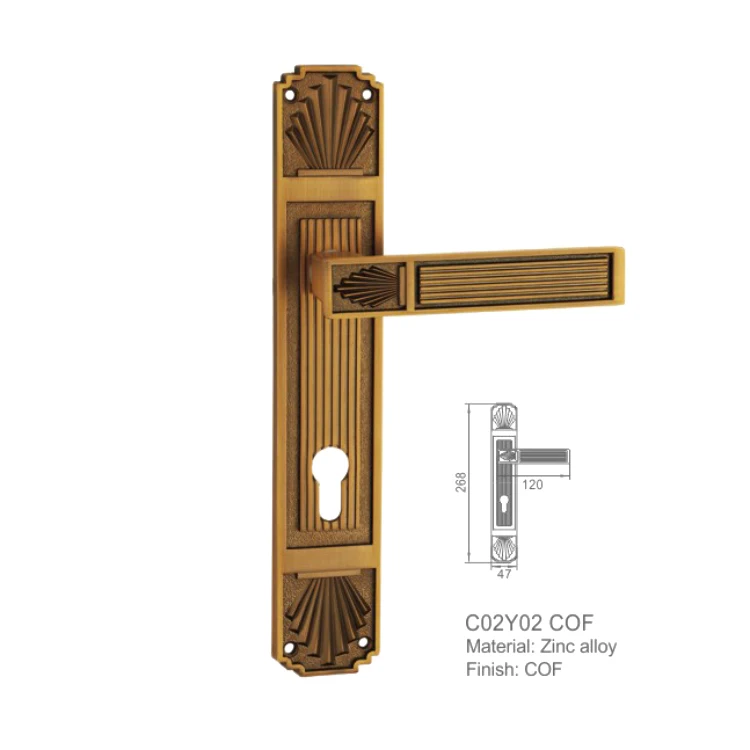 Simple italian design zinc alloy brass furniture door handle flower front or passage door locks and handles