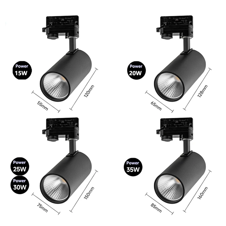 Europe Market Track Spotlight Modern Commercial Aluminum Shop Bar Adjustable Cob Ip 44 Cri90 24W 35W 40W 3000Lm Led Track Light